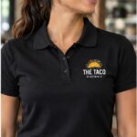 Custom printed black polo shirt restaurant uniform – custom printed packaging and branding by Texas Food Pack