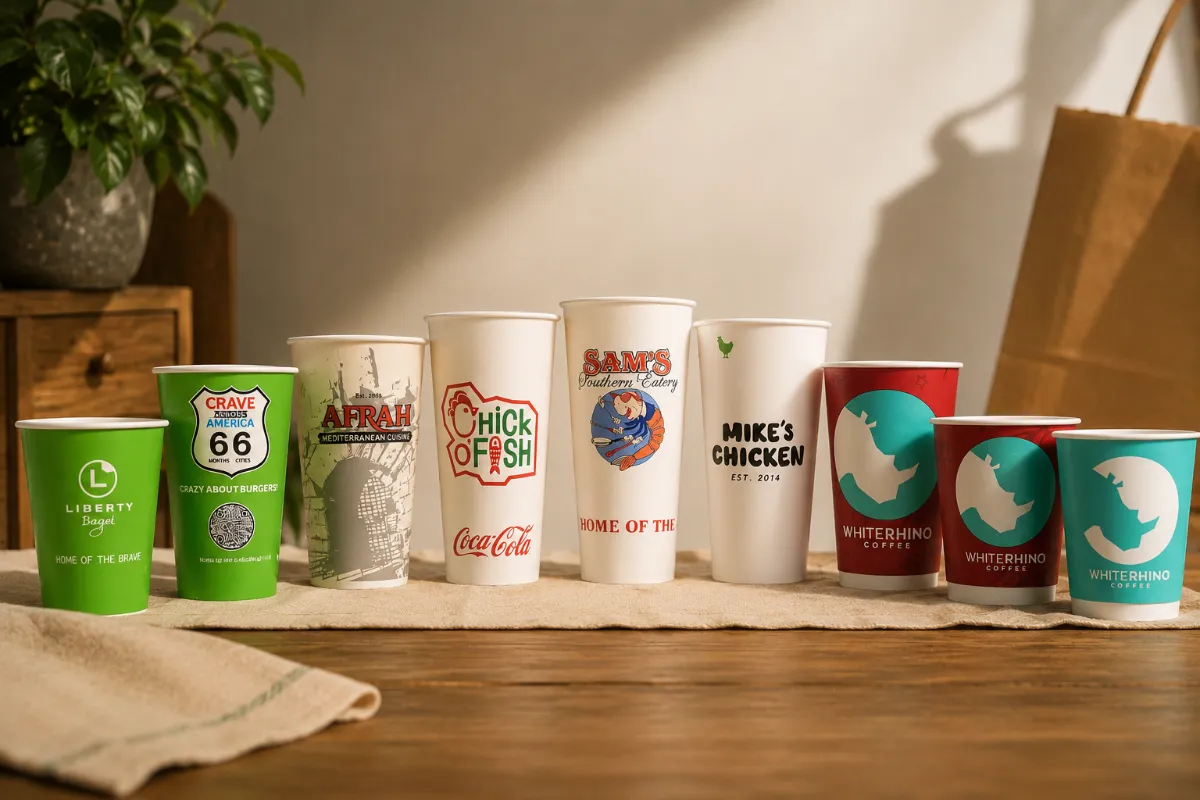 Custom printed paper cups for restaurant brands