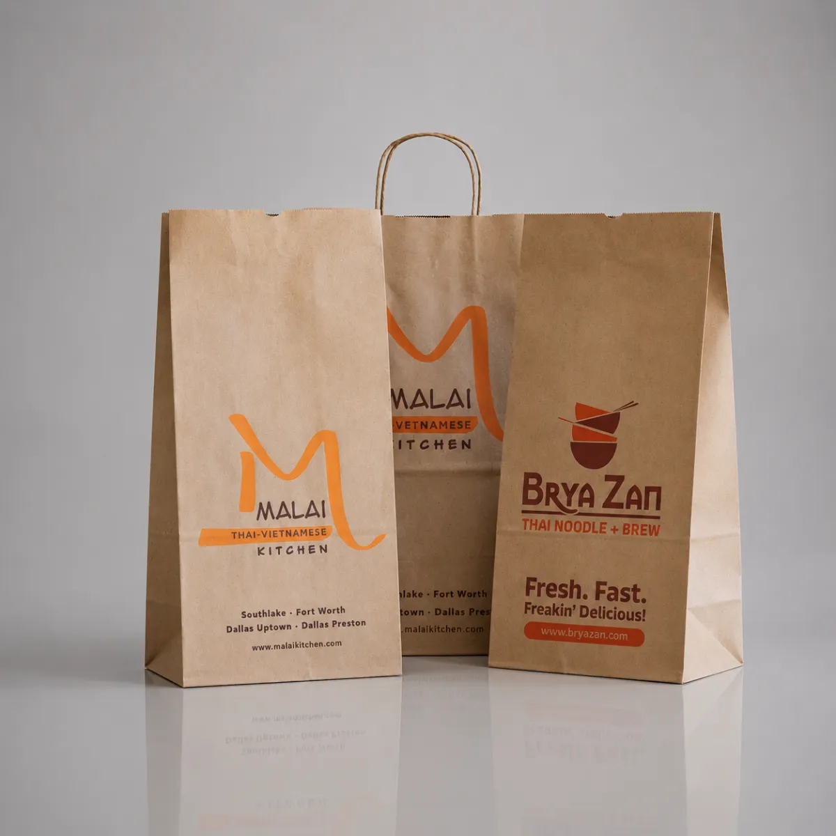 Custom printed kraft paper shopping bags