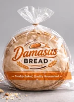 Custom printed clear bakery bread bag with flatbread – custom printed packaging by Texas Food Pack