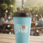 Custom printed blue double wall hot paper cup with lid – custom printed packaging by Texas Food Pack