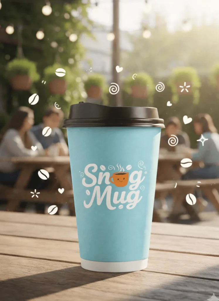 Custom printed blue double wall hot paper cup with lid – custom printed packaging by Texas Food Pack