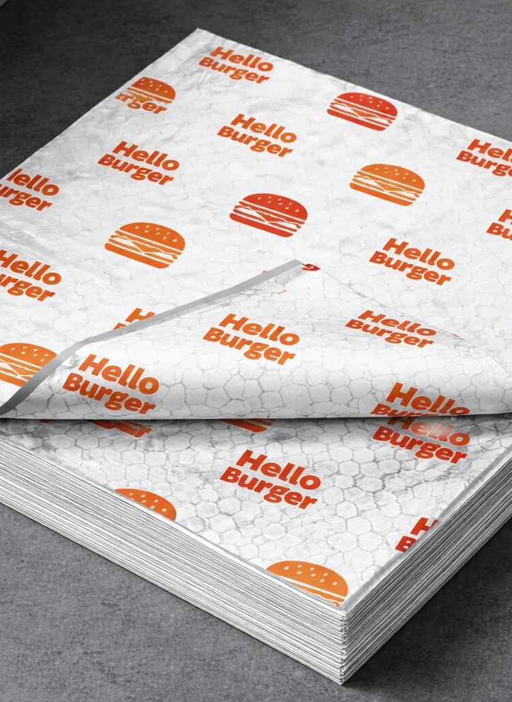 Custom printed insulated foil sandwich wrap sheets – custom printed packaging by Texas Food Pack