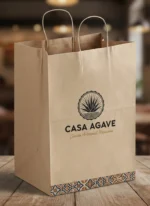 Custom printed kraft paper shopping bag with twisted handles – custom printed packaging by Texas Food Pack