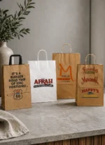 Assorted custom printed paper shopping bags – custom printed packaging by Texas Food Pack