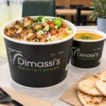 Custom printed round food paper containers with soup – custom printed packaging by Texas Food Pack