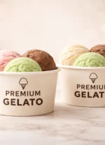 Custom printed round paper containers for gelato and ice cream – custom printed packaging by Texas Food Pack