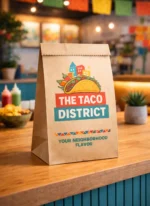 Custom printed kraft SOS paper takeout bag – custom printed packaging by Texas Food Pack